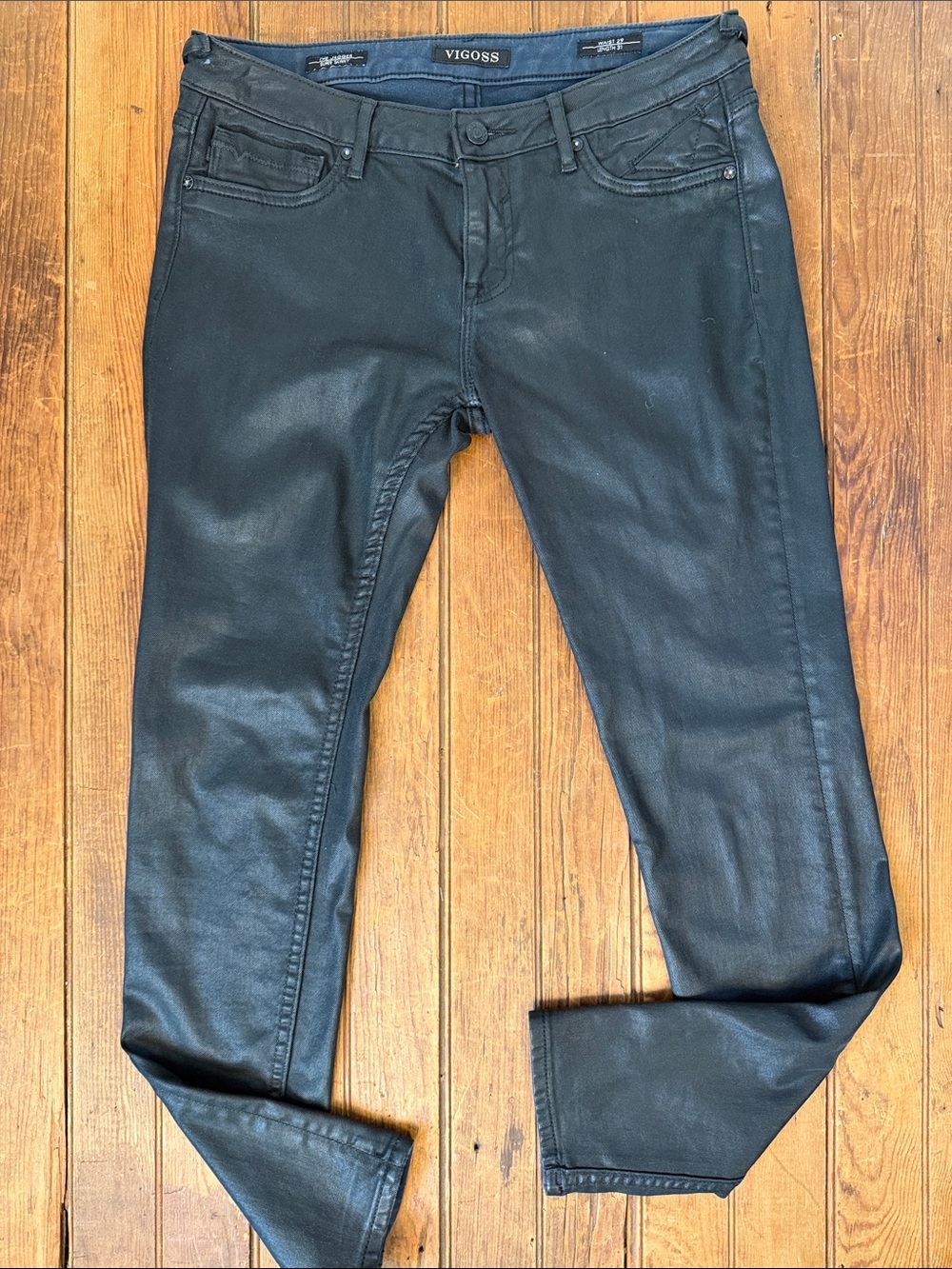 Vigoss Women's Black Coated low rise Skinny Jeans The Jagger size 29